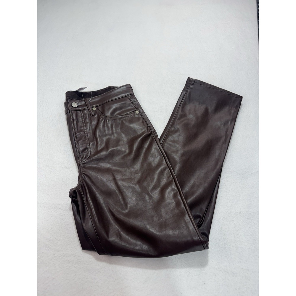Gap Brown Faux Leather Dress Pants 6 Womens Office Work Chic Minimal Capsule